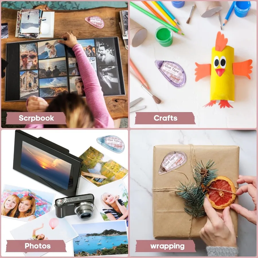 سجل القصاصات الشريط 4 حزمة مزدوجة الوجهين الشريط الأسطوانة للحرف اليدوية لاصق الغراء عداء سكرابوكينغ لوازم ل المجلات المدرسة Offi