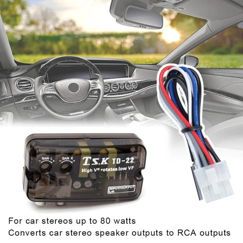 Stereo High Low Car Stereo High Levels Speaker to Low Levels RCAs Converter, High to Low Levels