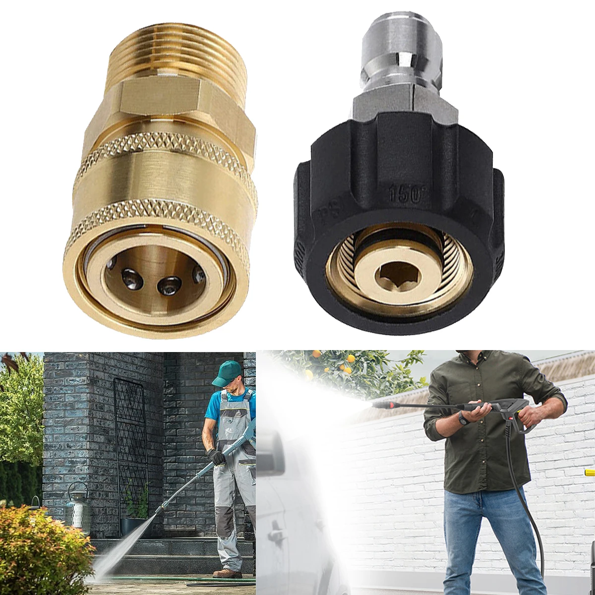 Praktisches Werkzeug für den täglichen Hochdruckreiniger-Adapter-Set, Schnellkupplungsanschlüsse M22-14 auf 3/8-Stecker für Hochdruckreiniger-Schlauch