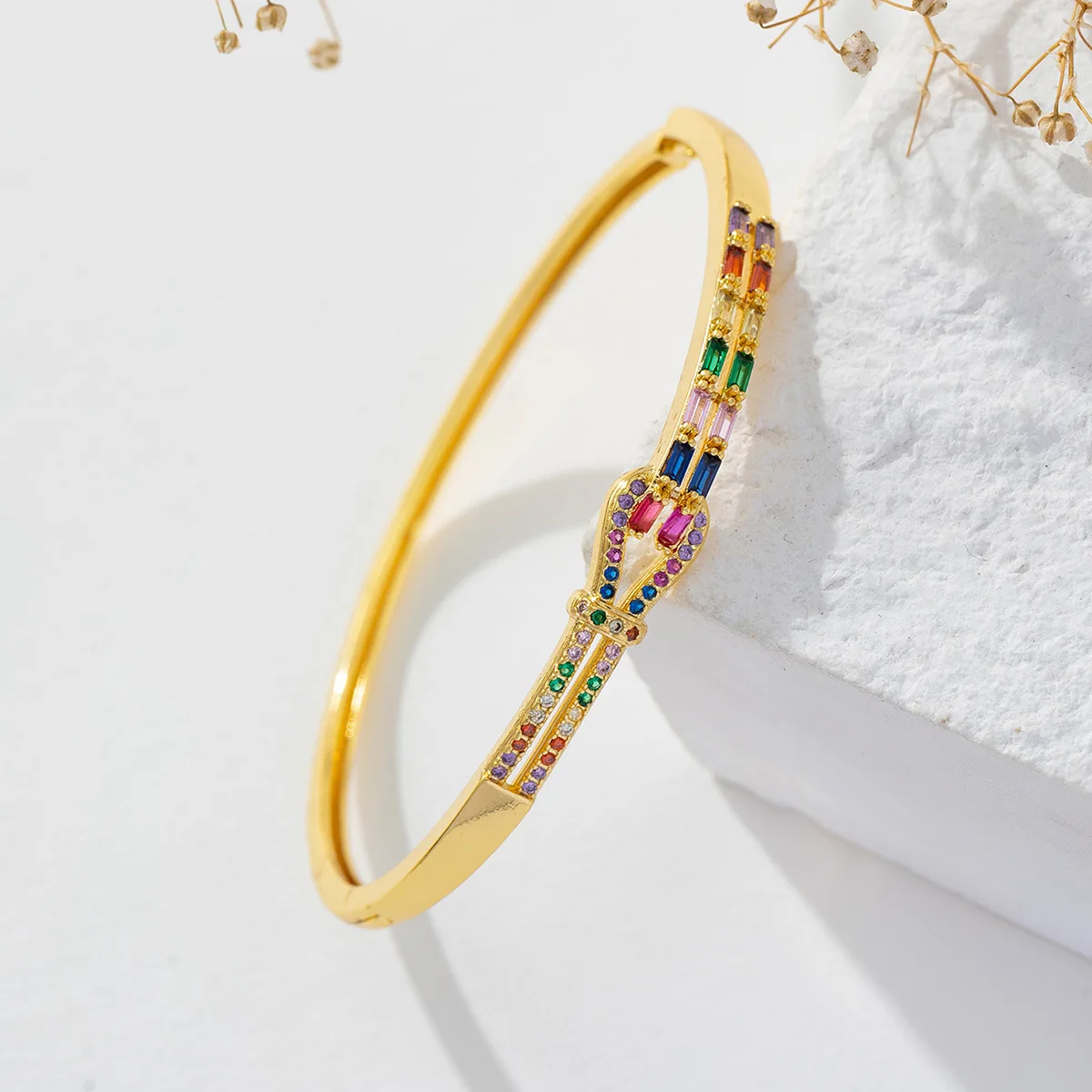 New Fashion Micro Inlaid Colored Zircon Bracelet, Small and Popular Hip Hop Women's Premium Feel Bracelet