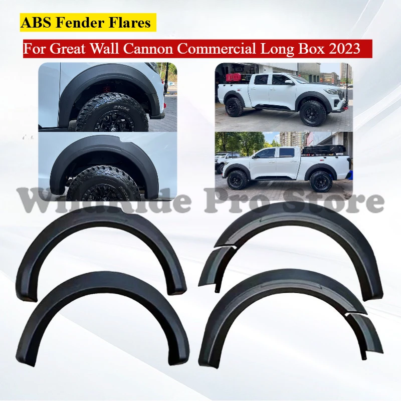 

For Great Wall Cannon Commercial Long Box 2023 ABS Fender Flares Textured Black Wheel Arches Scratch Resistant