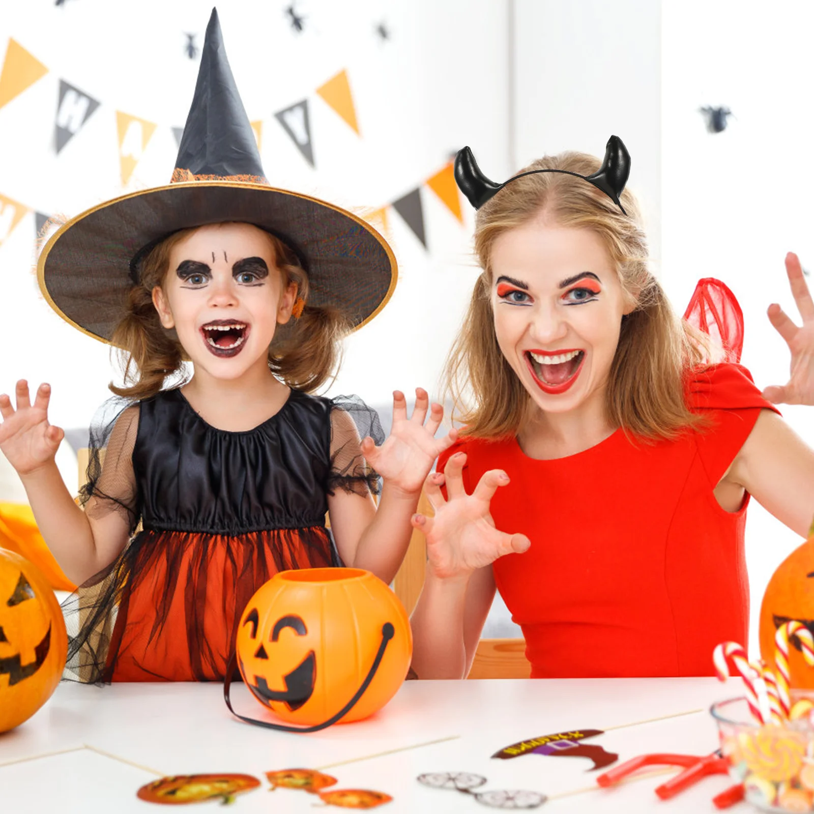 Demon Horn Headband Halloween Costumes Accessory Horns Headbands Party Hair Clips Child