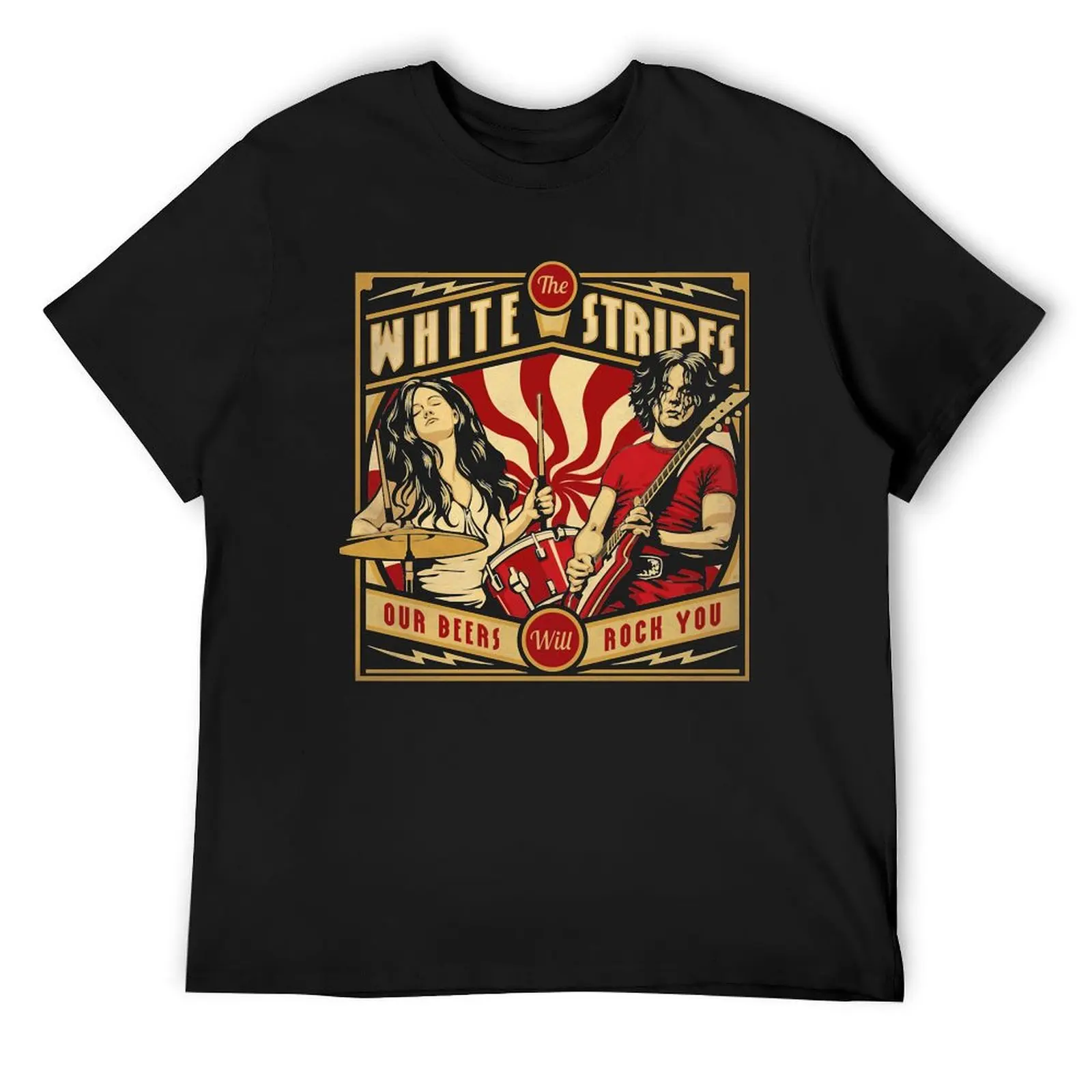 

Jack and Meg , white, the white, duo, rock, beers, stripe, jack, meg, action, show, band, due T-Shirt