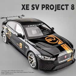 1:18 Jaguar XE Svproject 8 Car Toy Models Alloy Diecast 4 Doors Opened Sound Light Shock Absorption Racing Cars For Kids Gifts