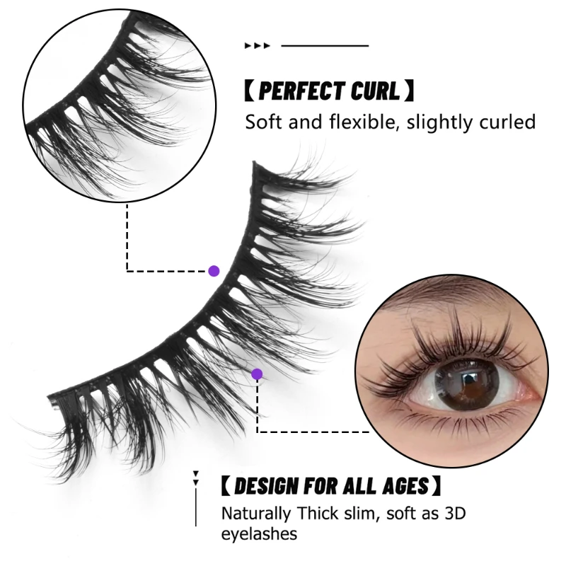 10 Pairs Manga 3D Fluffy Soft Natural False Eyelashes Thick Cross Wispy Winged Realistic Eyelash Extension Eye Makeup Accessorie