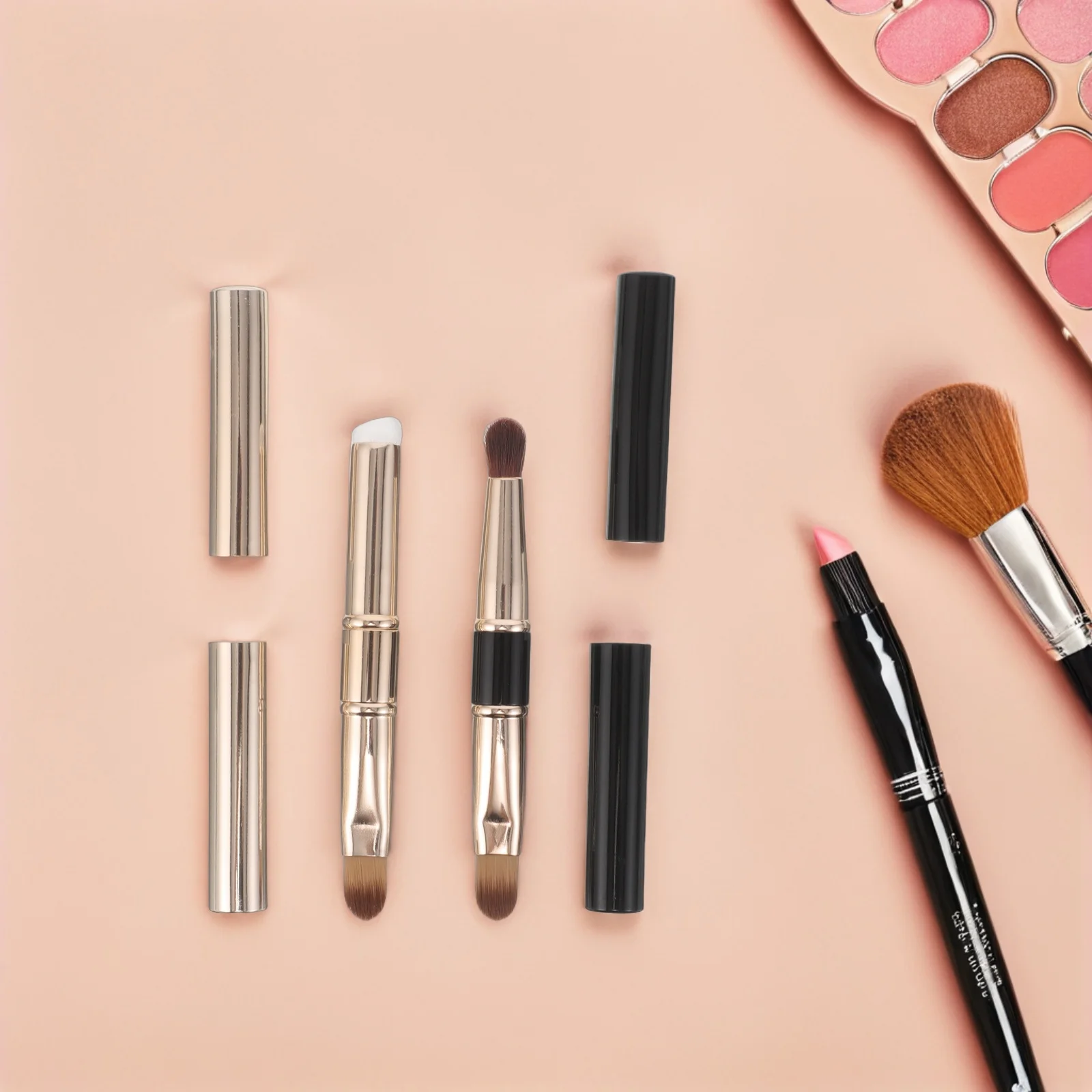 2Pcs Dual Head Lip Brush Silicone Tips Round and Flat Ends for Precise Application Blending Lipstick Gloss Tint Portable with