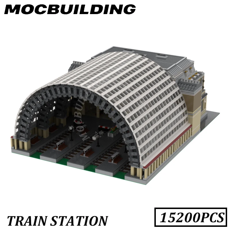 Train Station Model Railway Accessories MOC Building Blocks Bricks Display Construction Toys Birthday Gifts Present