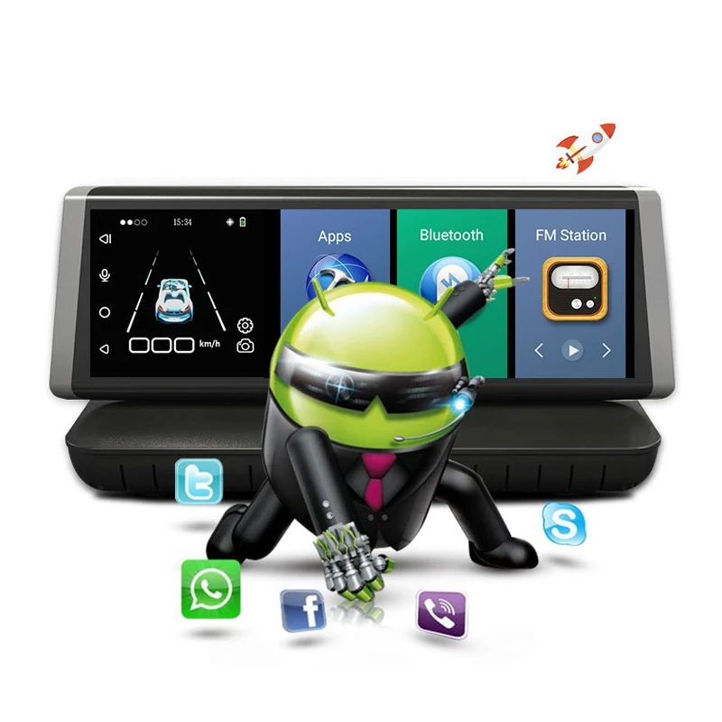 8 "Touch 4G Android Wifi GPS Full HD 1080P Camera Auto Dual Lens Dash Camera ROM 16GB ADAS Auto Dvr Camera