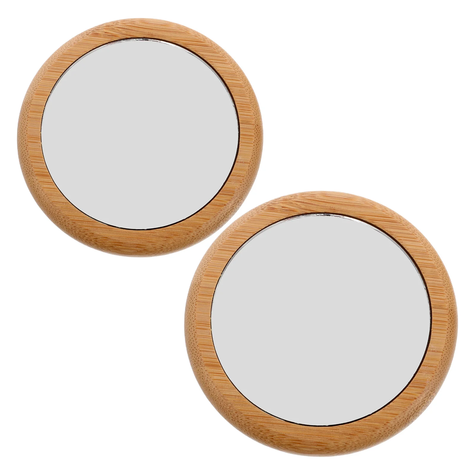 2Pcs Mini Portable Wooden Handheld Compact Makeup Mirror Small Round Travel Pocket Purse Pocket Mirror Small Mirrors