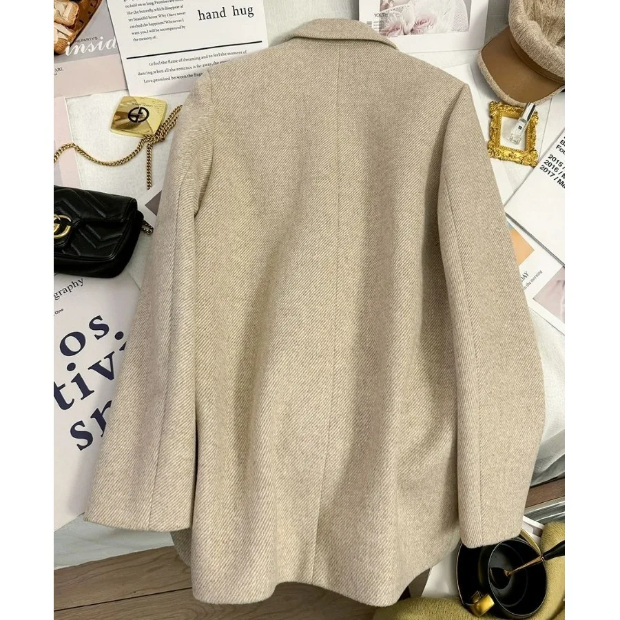 Fashionable Korean Style Women's Suit Jacket Autumn Winter New Arrival High-End Beige Beautiful Coat Elegant Versatile Outerwear