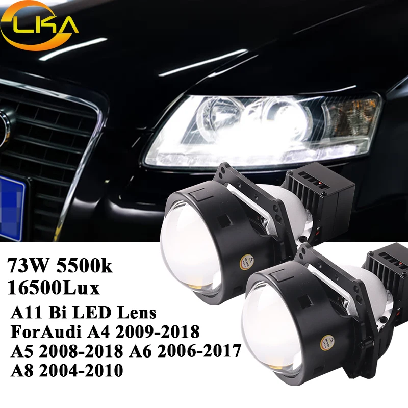 2PC Bi Ice Lenses for Car Headlight Bi LED Projector Lens With Frame For Audi A4 B8 B9 A5 A6 C6 C7 2005-2018 Light Upgrade