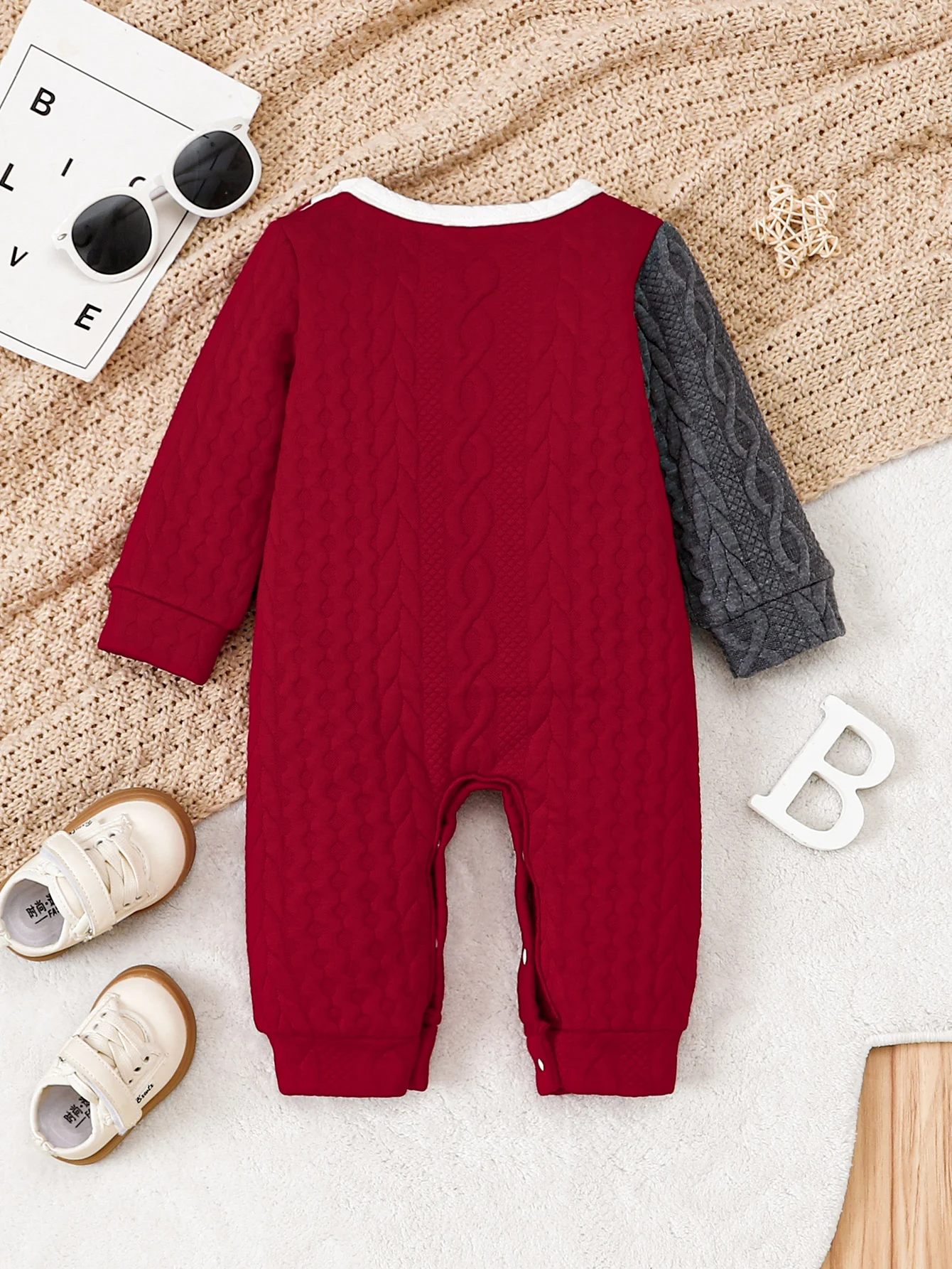Autumn Winter Baby Romper Color Block 