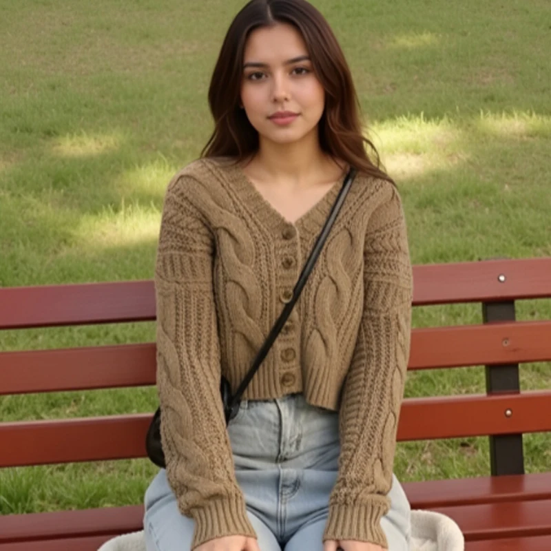 

Свитер с длинными рукавами и v-образным вырезом в стиле ретро, элегантный однобортный короткий кардиган, новый осенне-зимний женский внешний трикотаж