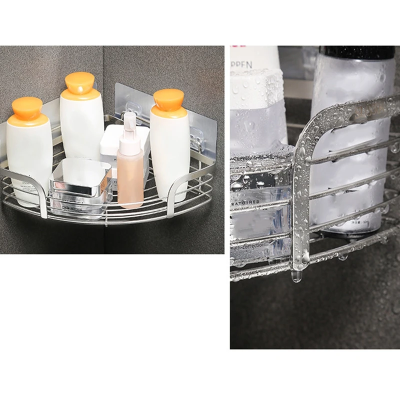 2Pcs Shower Caddy Corner Bathroom Shelf,Adhesive Shower Shelf No Drilling Storage Rack Wall Mounted For Bathroom,Kitchen