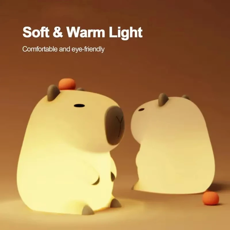 Luz nocturna de silicona Capybara para niños, recargable por USB Luz Nocturna, lámpara táctil para dormir, decoración de cabecera