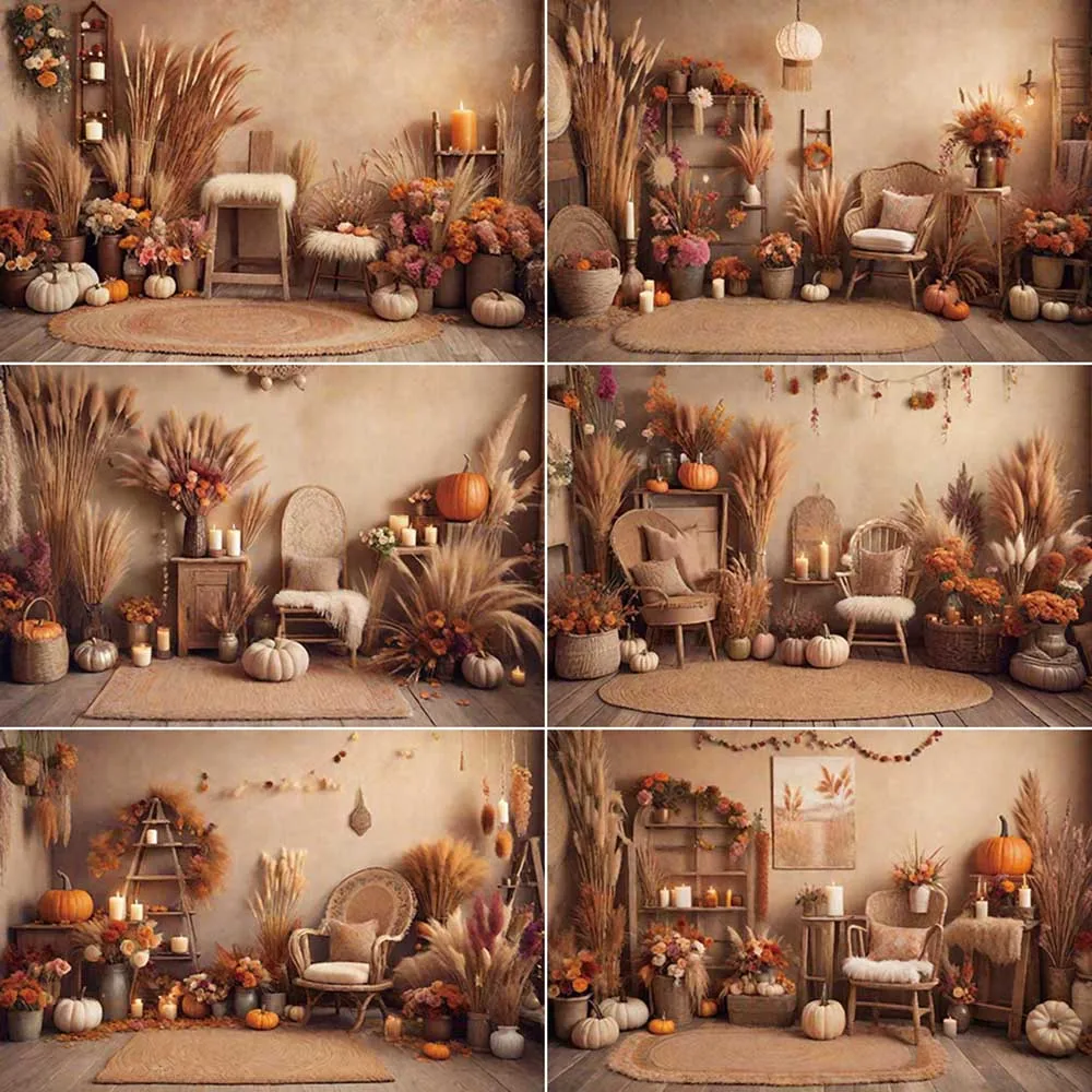 

MOON.QG Thanksgiving Autumn Backdrop Farm Village Living Room Photography Background Zenon Cowboy Birthday Photo Studio Props