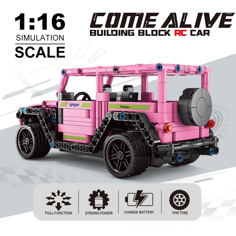 434pcs RC Car DIY Pink Off road vehicle Speed Building Blocks Car Toy for Girls Birthday Gift