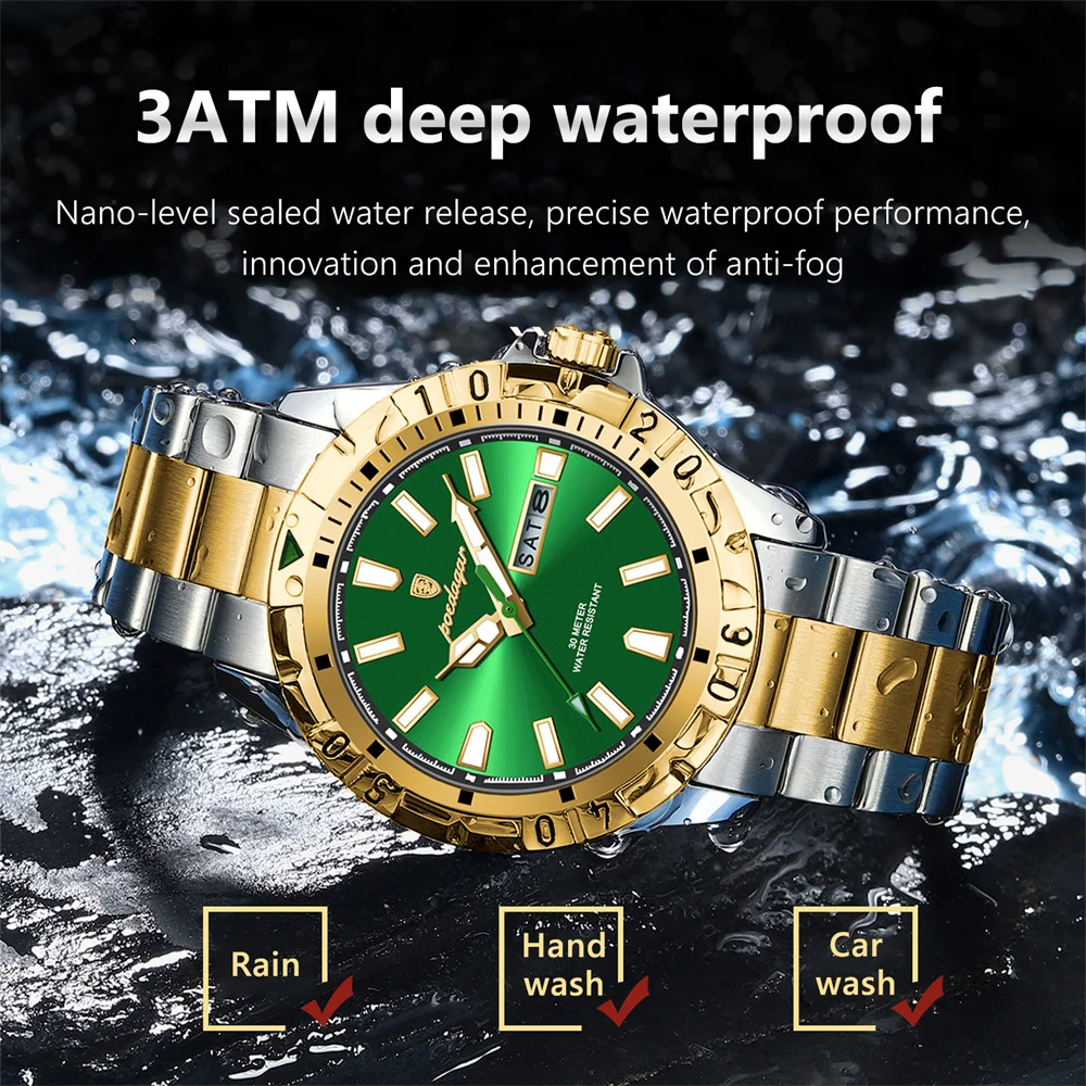 POEDAGAR Luxury Watch For Man Military Sports Men Quartz Watch Waterproof Luminous Date Week Stainless Steel Men\'s Watches Reloj