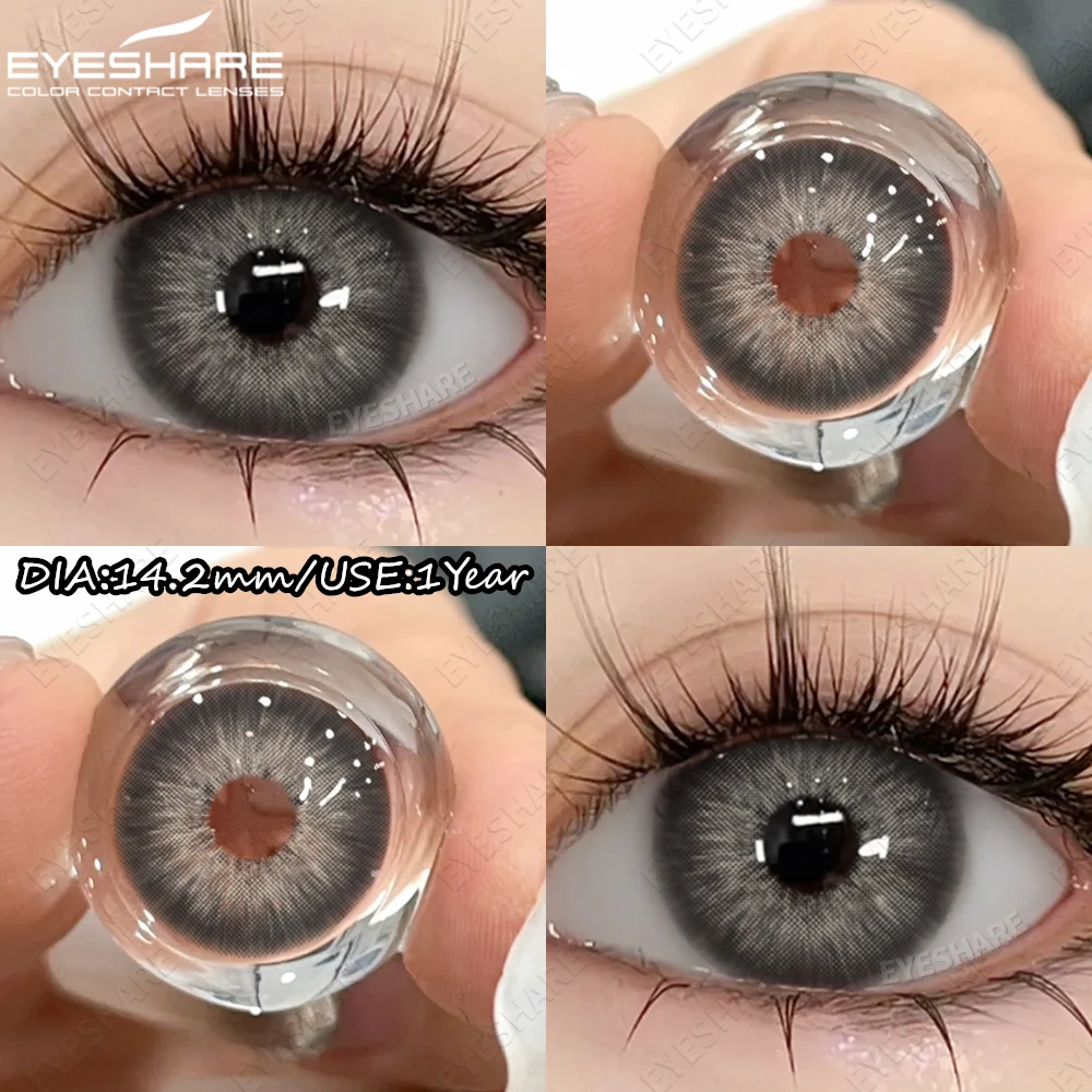 EYESHARE Kleur Contactlenzen met Graden 2 Stuks Natuurlijke Blauw Grijze Lens met Recept Hoge Kwaliteit Bruine Contact Bijziendheid Lenzen