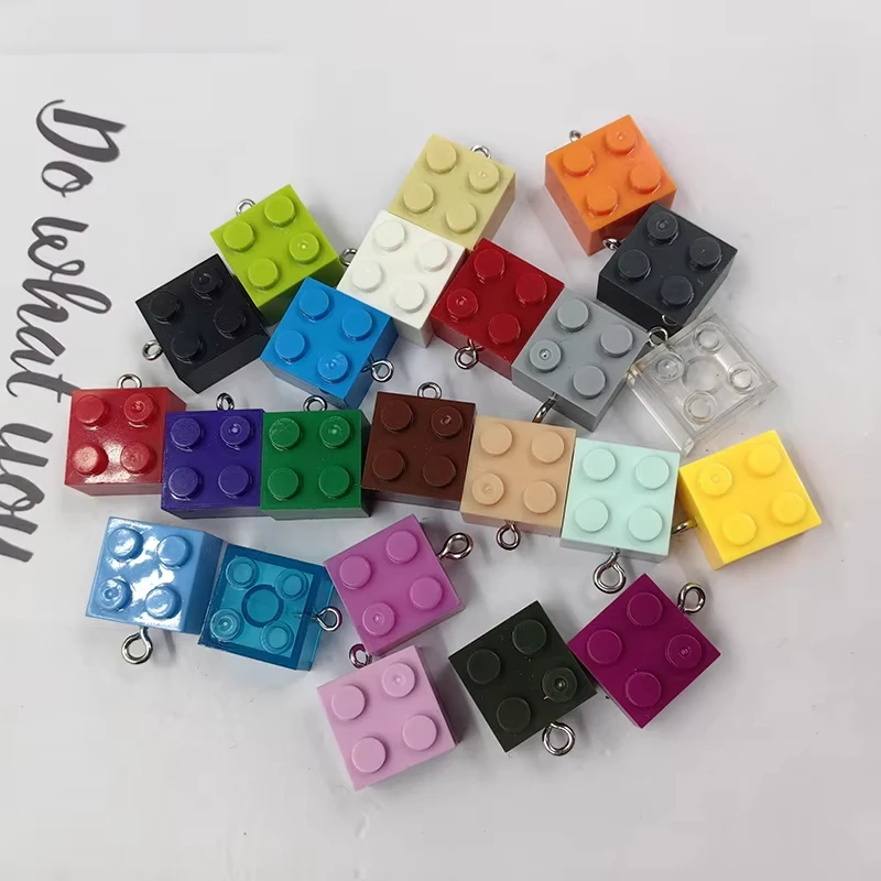 New 10pcs Mixed Color Acrylic Puzzle Square Brick Building Block Charms Findings Punk Diy Earrings Keychain Jewelry Accessory