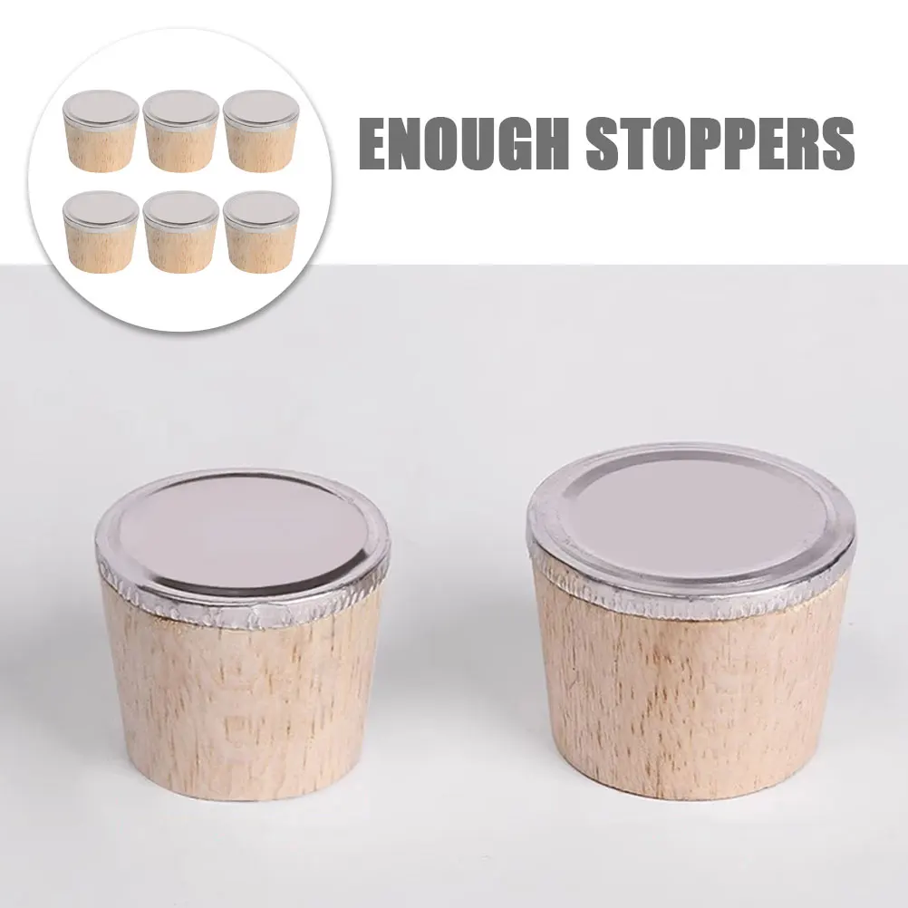

6pcs Wooden Plug Bottle Caps Insulated Stopper Replacement Kettle Stoppers Plugs Hot Water Jug Sealer Tea Wooden Bottle Plugs
