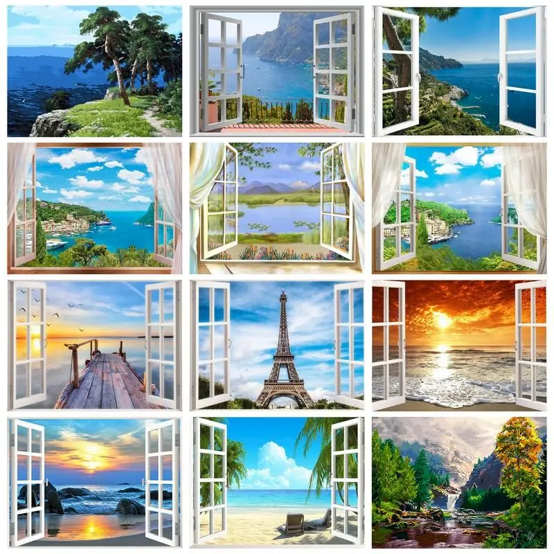 

GATYZTORY Modern Painting By Numbers Handmade Canvas Painting Landscape Interior Paintings Unique Gift