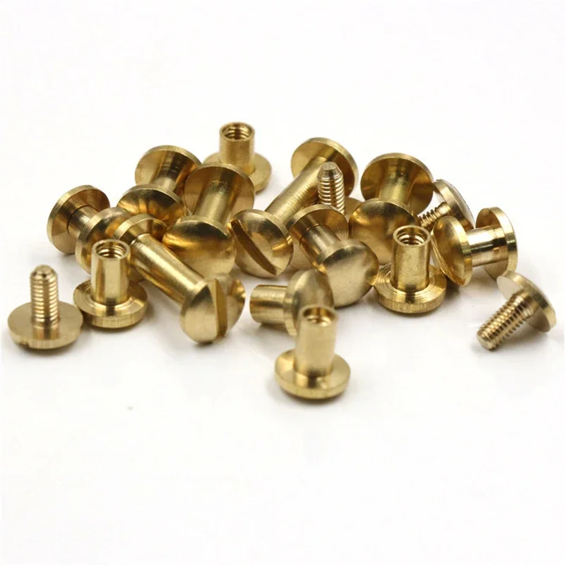 10sets Solid Brass Binding Chicago Screws Nail Stud Rivets for Photo Album Leather Craft Studs Belt Wallet Fasteners