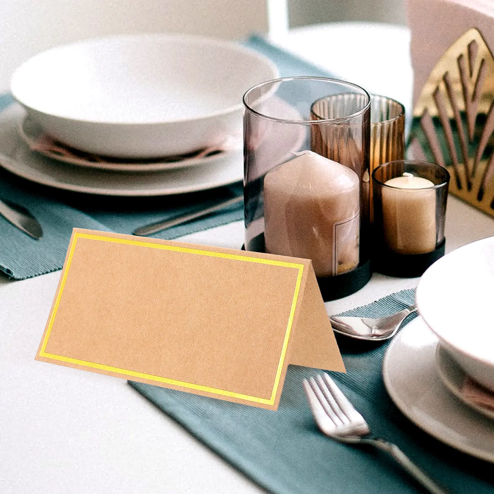 50Pcs Embossed Reserved Table Cards Blank Place Cards Wedding Banquet Party Name Tags Reserved Table Signs Wedding Signs Blank