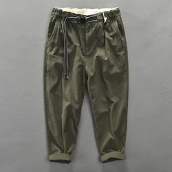 100% Cotton Men's Cargo Pants New Fashion Men Solid Loose Casual Safari Style Pants Army Green Overalls Man Size 29-36