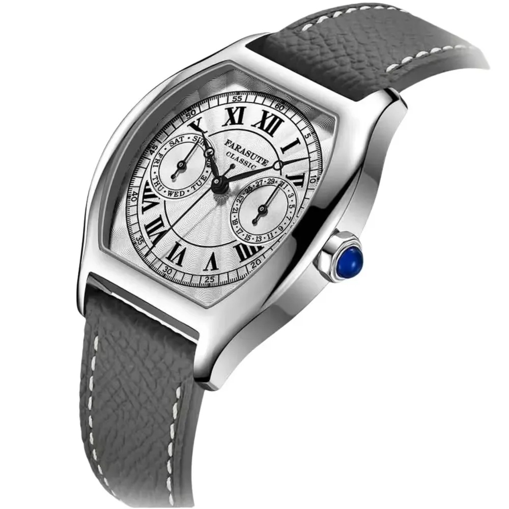 FARASUTE 36 مللي متر الفاخرة ريترو ساعة كوارتز رجالية VH64 حركة الفولاذ المقاوم للصدأ الرياضة موضة الياقوت الزجاج مقاوم للماء ساعة Relogio