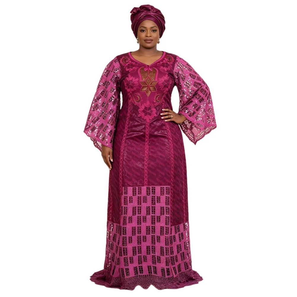 Vestidos de Fiesta de Talla Grande L-4XL para Mujer, Ropa Africana Dashiki Ankara con Bordado de Lentejuelas, Vestido de Noche Bazin con Diseño Elegante para Bodas y Eventos