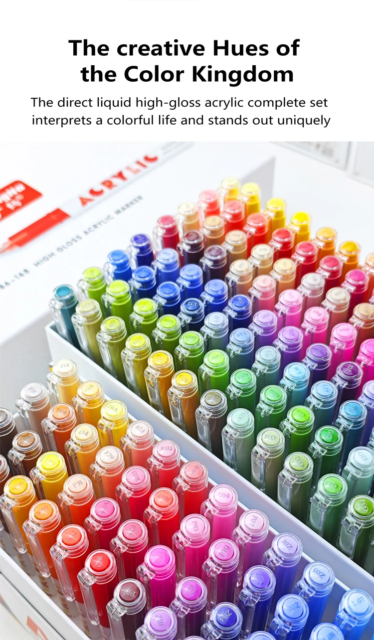 168/72/12 Farben GuangNa Hochglanz-Acryl-Markierungsstifte, DIY handgezeichnet, Graffiti-Farbkunststift-Set, perfekt für Künstler/Studenten – Detail 6