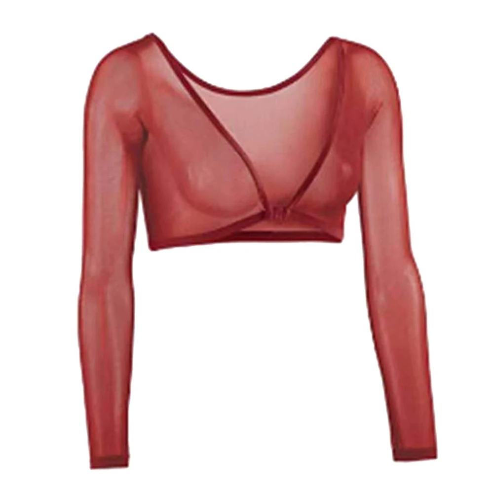 For Layering Mesh Long Sleeve Women Crop Top Black Lightweight Breathable Four Seasons 90 Polyester 10 Spandex