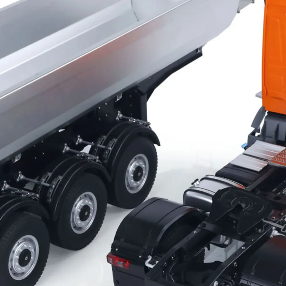 

Радиоуправляемый тягач RTR Kabolite 1/14 5801 4X4 с 3-осным самосвальным прицепом, электрический, с подъемным механизмом, светом и звуком