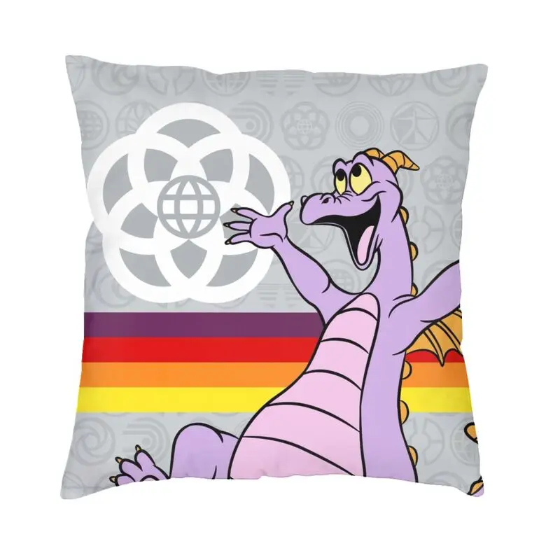 Cute Figment Dragon Cushion Cover 45x45 Decoration Printing Dinosaur Epcot Center Throw Pillow for Living Room Double-sided