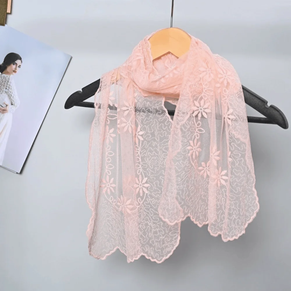 New Lace Material Lace Scarf Embroidery Design Super Fairy Decorative Scarf Elegant Luxury Sense Embroidery Scarf Spring Season