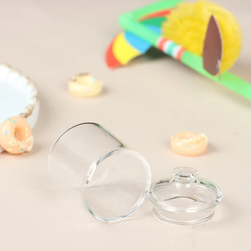 High borosilicate mini glass candy jar food play doll house accessories
