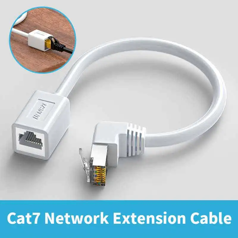 

CAT7 RJ45 Elbow Network Connector Cable 10 Gigabit Computers Broadband Connection Extension Line RJ45 Male to Female Extender