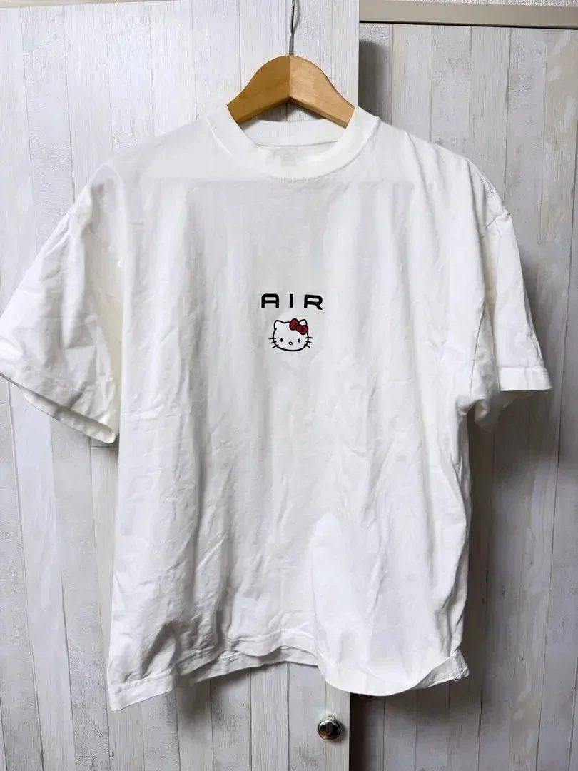 2026 Summer Hello Kitty Minimalist Style Printed Extra Large Loose T-Shirt for Adults Children, or Parents' Clothing Y2k