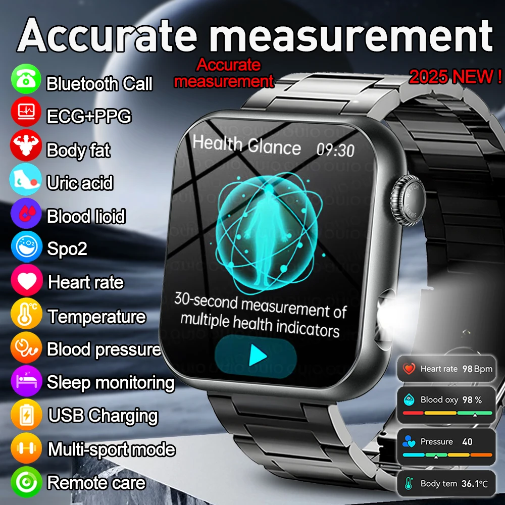 

Новинка 2023 года, высококачественные умные часы для здоровья, липиды в крови, ЭКГ + NFC, мочевая кислота, пульс, обнаружение эмоций, умные часы для анализа здоровья сердца