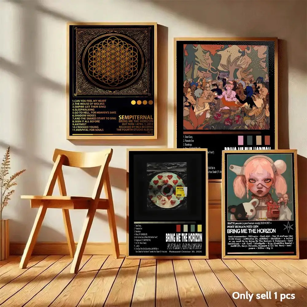 B-Bring Me The Horizon Poster Home Living Bed Room Bar Hallway Sticky Wall Art Printing Aesthetic Decor