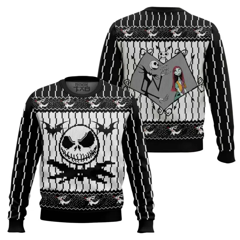 Disney jack skellington rosto feio camisola de natal engraçado festa de férias pulôver plus size camisola das mulheres dos homens presente de natal 2026
