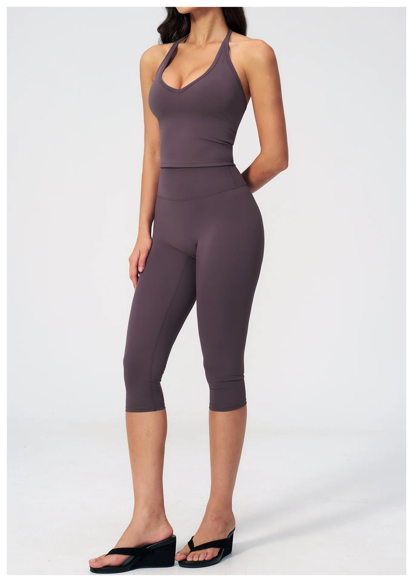 Women Tracksuit Yoga Set 2PCS Sports Set Short Sleeve Fitness Outfits Workout Clothes Running Capri Pants Gym Suit Athletic Wear