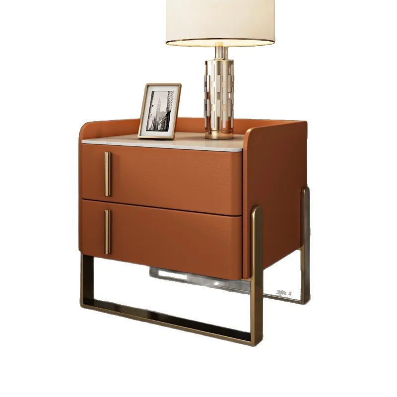 

CX light luxury rock slab all solid wood bedside table, simple modern bedroom, bedside table