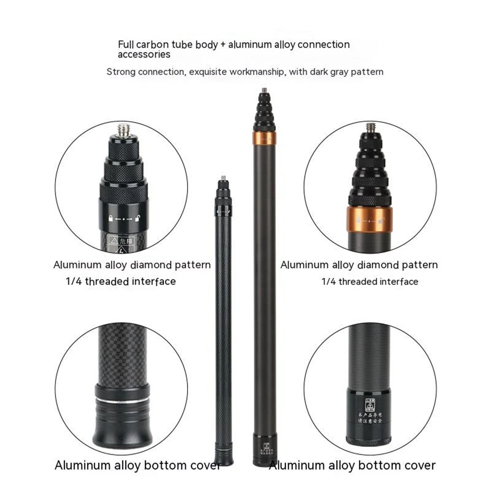 2.9M Sợi Carbon Gậy Chụp Hình Selfie Stick Cho Insta360 1X3 Camera Thể Thao Siêu Dài Gậy Chụp Hình Selfie Stick Tripod Phụ Kiện
