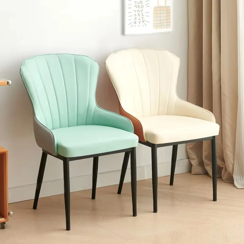 Light Luxury Metal Frame Dining Chair Backrest Home Furniture Small Apartment Designer Style Modern Minimalist Casual