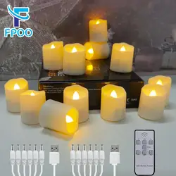 Bougies USB rechargées avec télécommande Bougies de Noël LED Plastique sans flamme Bougie LED vacillante Pour Mariage Fête Décoration de salle Lumières LED Décoration de maison Bougie lumineuse