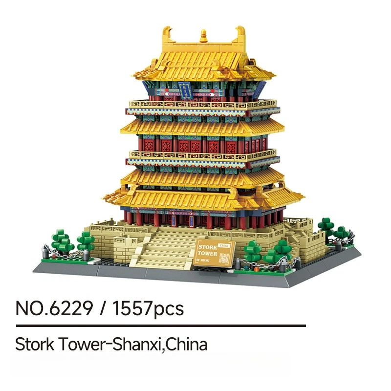 1557PCS Creativo Cicogna Torre-Shanxi, Cina Building Blocks Architettura Costruzione Mattoni Giocattolo Regalo Per I Bambini Adulti