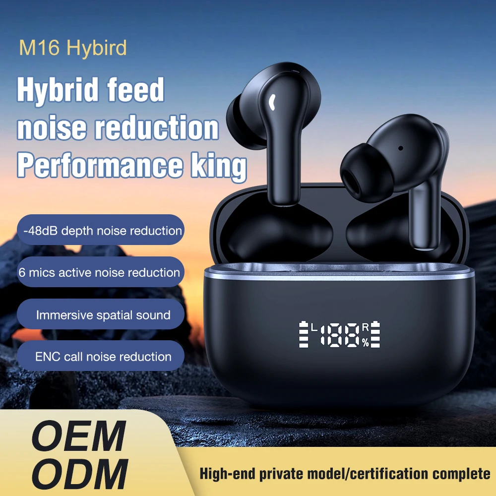 M16 Earbuds Dark Color Earphone Bluetooth Sports Headphones Auto Noise Reducing Waterproof