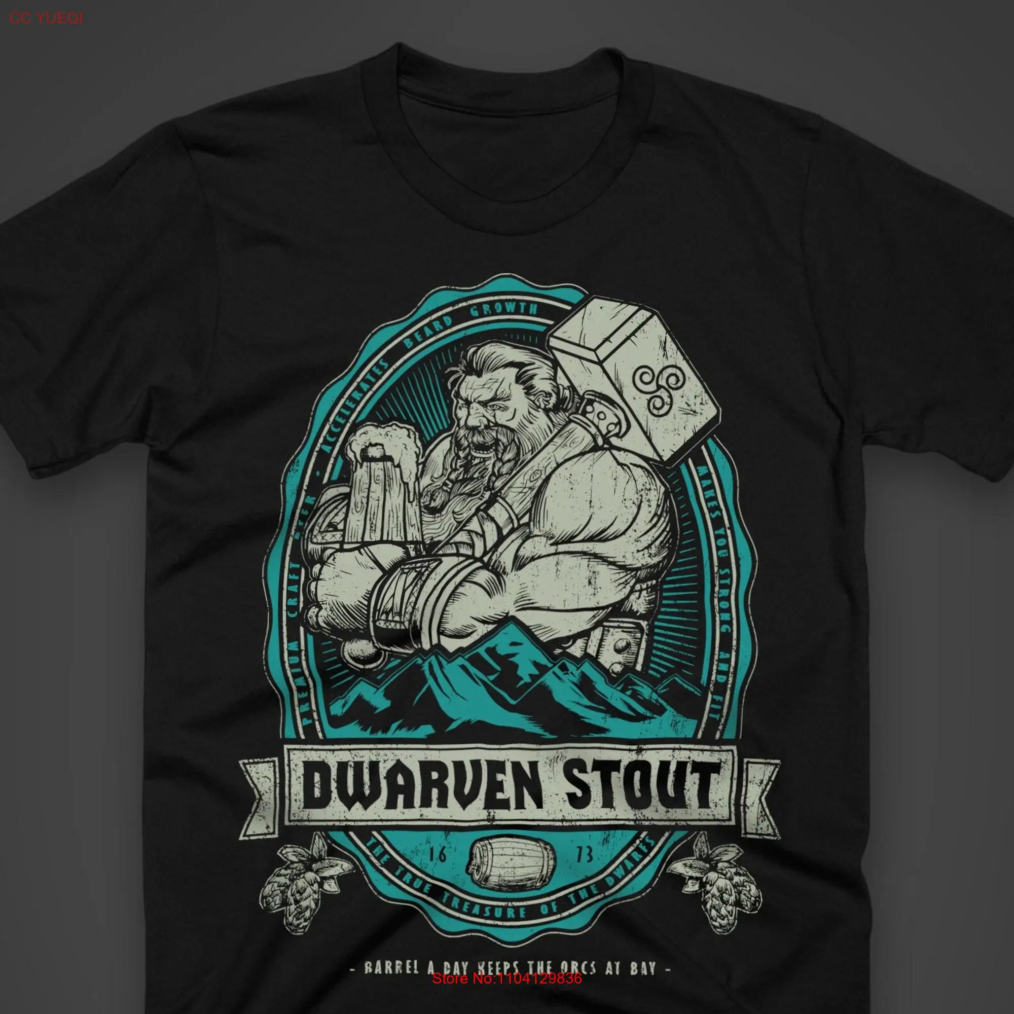 Dwarven Stout A Fantasy themed t shirt screen printed by hand long or short sleeves